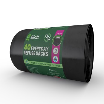Everyday Flat Top Bin Bags 70L Strong & Secure 100% recycled LDPE